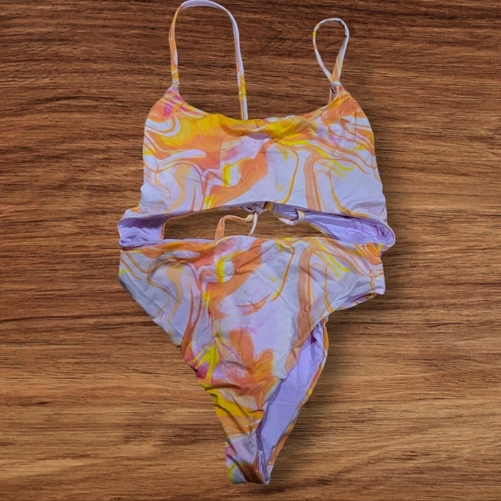 Aqua Swimsuit Size M Pink Orange - Picture 4 of 9